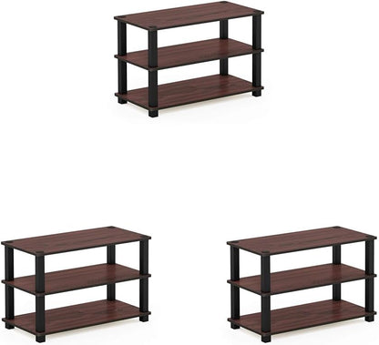 Furinno Turn-S-Tube 3-Tier Shoe Rack, Dark Cherry/Black (Pack of 3)