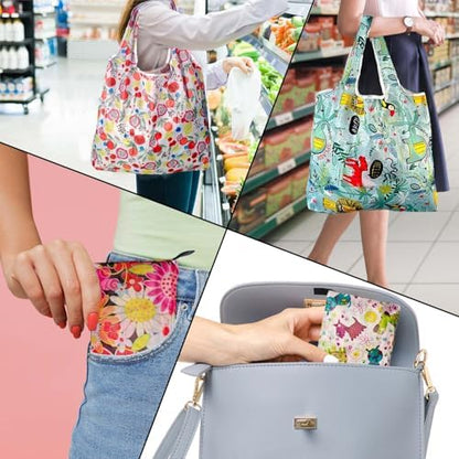 Aesthetic Printed Tote Bags, Lightweight Foldable Reusable Carry Bags, Stylish Personalized Storage Handbags for Travel, Camping, Supermarket & Daily Outdoor Use