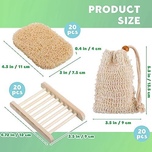 Irenare 90 Pcs Soap Saver Set, Wooden Dish Bar Soap Mesh Bag Pads Bulk