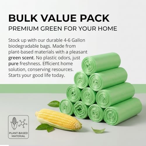 Compost Bags, Compostable Small Trash Bags for Kitchen Compostable Food Scrap Bags For Counter Top Compost Bin Small Kitchen Food Scrap Waste Bags for Compost (4G-100count)