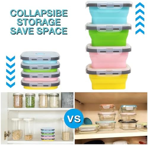 Small Collapsible Silicone Food Storage Container(12 Oz) 4 Pack