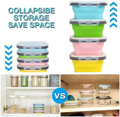 Small Collapsible Silicone Food Storage Container(12 Oz) 4 Pack