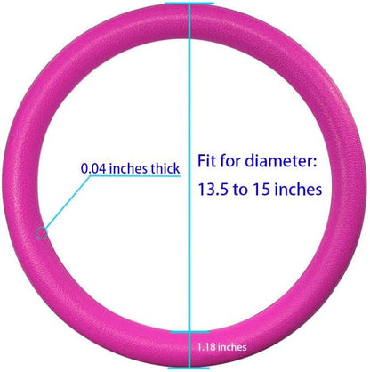 Pink Car Steering Wheel Cover: Universal 13.5 to 15 inches Silicone Steering Cover Compatible with Most Car Models Fit for Round Shpe D Shape
