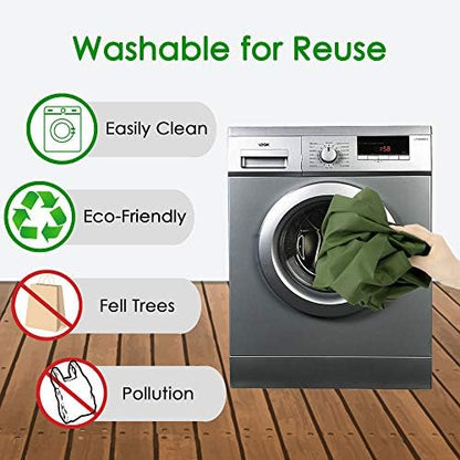 BeeGreen Green Reusable Grocery Bags Wholesale Green Reusable Kitchen Bags Bulk Foldable-Machine Washable with Zipper Storage Pouch 20 Packs
