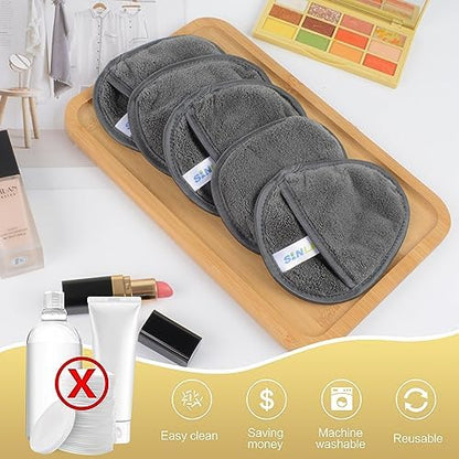 SINLAND Reusable Makeup Remover Pads Grey 6 Pack