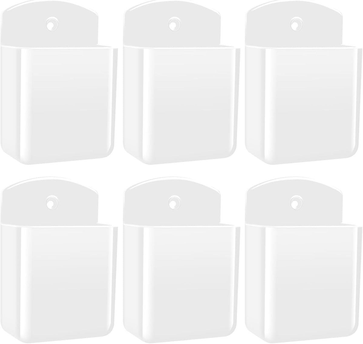 6 PCS Remote Control Holders Wall Mount, Self Adhesive TV Air Conditioner Remote Control Holder, Wall Mount Storage Box Organizer Wall Pen Holder Storage for Home Office School (White)