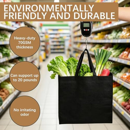 Reusable Grocery Bags 12.6 * 6.3 * 11.8 in - Non Woven Totes Bag with Reinforced Handles, Shopping Bags Bulk