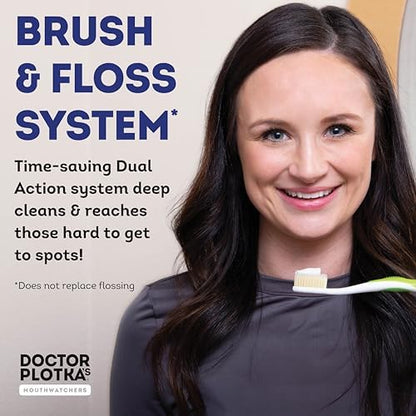 MOUTHWATCHERS Soft Flossing Manual Toothbrush, Adults, 4-Pack, Green