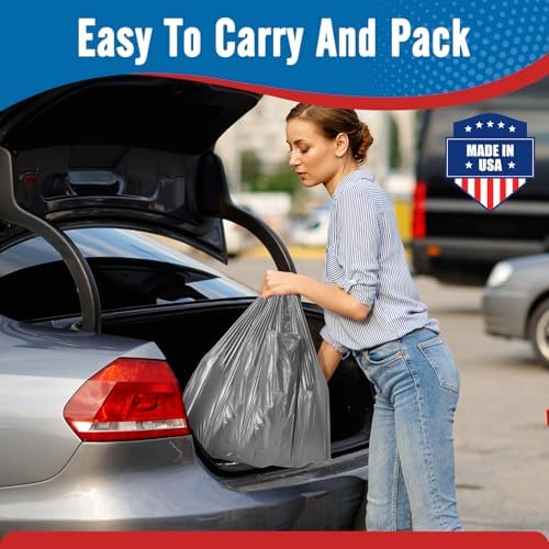 Fuxury 1000 Count Plastic Shopping Grocery T-shirt Bags Grey
