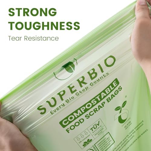 SUPERBIO 13 Gallon Compostable Kitchen Waste Bags, 50 Count, 1 Pack