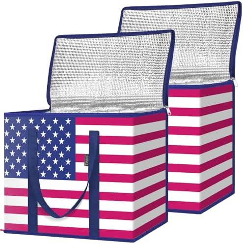 BALEINE Insulated Reusable Grocery Bags with Zippered Top, Large Cooler Bag