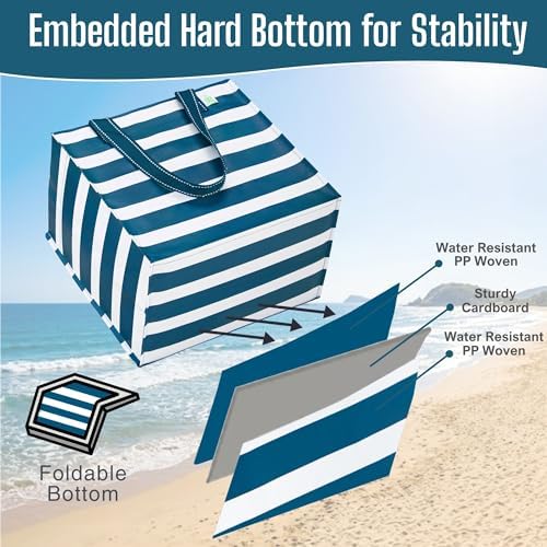 VENO 4 Pack Large Grocery Bag Reusable Shopping Bags with Hard Bottom