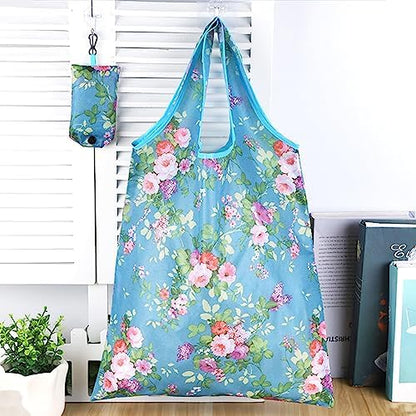 Reusable Floral Grocery Bag 35 Pack Foldable Machine Washable Bag