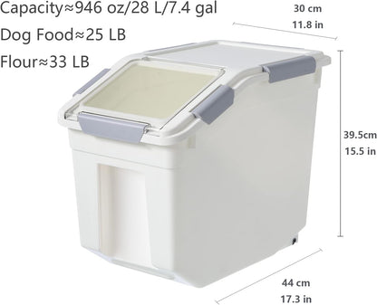 LISM 2 Pack Dog Food Storage Container with Scoop,Large Airtight Pet Dog Food Bin,Container for Dog Treats Rice,Dog Cat Dry Food Bin,Baking Supplies,Flour,Rice,Kitchen Pantry Cereal(25 LB)