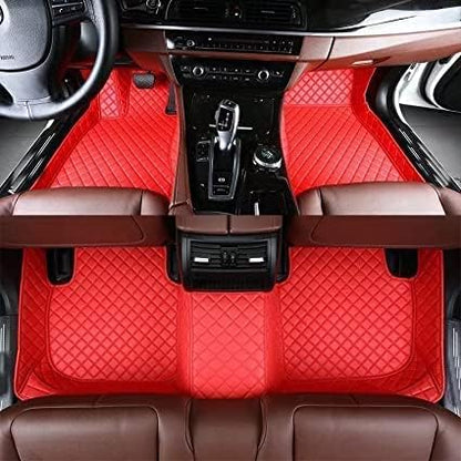 Custom Car Floor Mats for 96% Sedan SUV Sports Car Protection Full Coverage Pads Anti-Slip Leather Floor Lining All Weather Car Floor Mats (red)