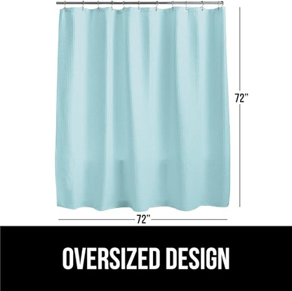 GORILLA GRIP Waffle Shower Curtain, Thick Weighted Fabric, Wrinkle and Rust Resistant, Classic Hotel Quality Design, Heavy Duty Long Curtains for Bathroom Showers Bath Tubs Machine Wash 72x72 Spa Blue