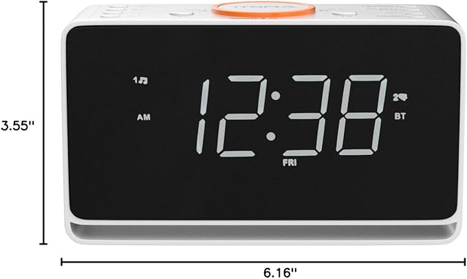 iTOMA Alarm Clock Radio, 1.4" White LED Display Clock
