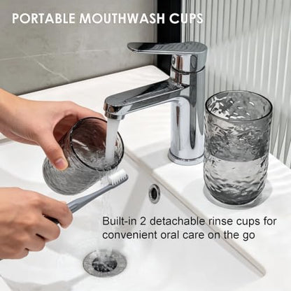 Travel Toothbrush Case, 2-in-1 Toothbrush Holder with Rinse Cups