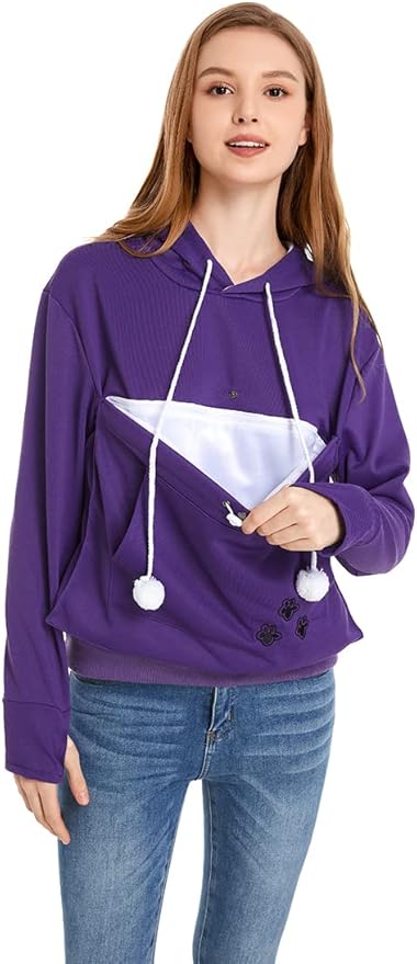 LINYUCHEN Cat Dog Pouch Hoodie Large Pet Pouch Sweatshirt Puppy Kitten Holder Carrier Pullover Shirt Unisex Hoodies