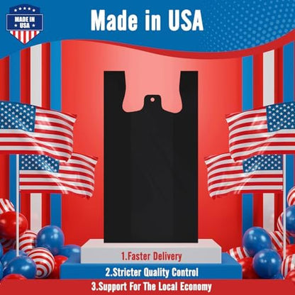 Fuxury 6000 (6K) Count Plastic T-shirt Bags Black 11.5" x 6.5" x 21", Grocery, Trash, Take Out, To Go, Restaurants, Retail Shopping Bags in Bulk for Small Business