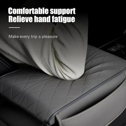 Car Center Console Cushion for Chevrolet City Express 2015-2018, Nappa Leather Memory Foam Armrest Cover with Side Storage Pockets, Auto Elbow Support Pad 1pc,Grey