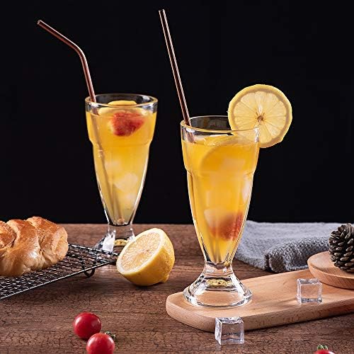VEHHE Rose Gold Metal Straws, Stainless Reusable Straws Set with Brush