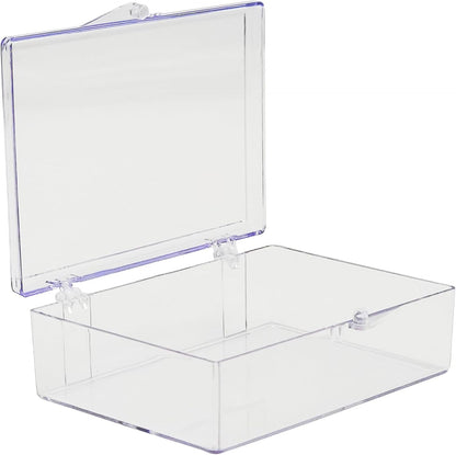 10-Pack Clear Hinged Plastic Containers, Keepsake Storage Boxes, 3 1/2" L x 2 9/16" W x 1" H, Made in USA, Plastic Display Case or Small Box for Storage and Organization