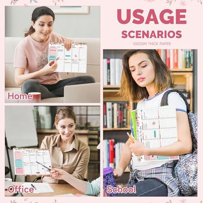 Thboxes Weekly To Do List Notepad, 8.5"x11" Desk Planner 52 Sheets, Pink