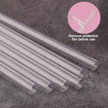 7-Inch Reusable Clear Drinking Straws, for 8/10/12 oz Kids' Cups, Coffee, Juice, Wine Tumblers, Jars, BPA-Free, Size: 7" x 10mm, Includes 8 Tritan Plastic Straws and 2 Cleaning Brushes