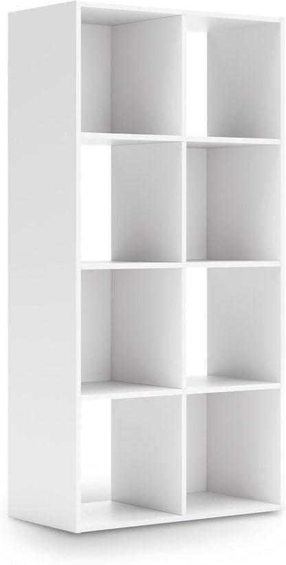 Signature Design by Ashley Onita Contemporary 8 Cube Organizer for Storage, Fits 10.5" by 10.5" by 11" H Storage Bins, Wood, 47.05" Tall, White Finish