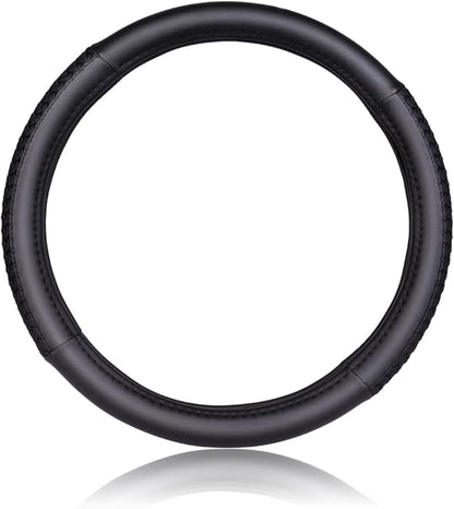 Flying Banner car Steering Wheel Cover Faux Leather Massage Universal fit 3D Honeycomb Hole Anti-Slip Sporty 15 Inches (Sliod Black Woven)