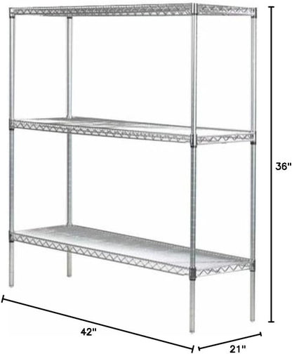 Omega 21" Deep x 42" Wide x 36" High 3 Tier Gray Starter Shelving Unit