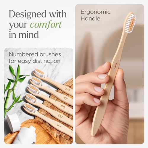 VIVAGO Bamboo Toothbrushes 30 Pack - Soft Bristles Toothbrushes for Adults