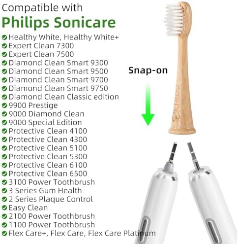 Bamboo Toothbrush Replacement Heads Compatible with Philips Sonicare