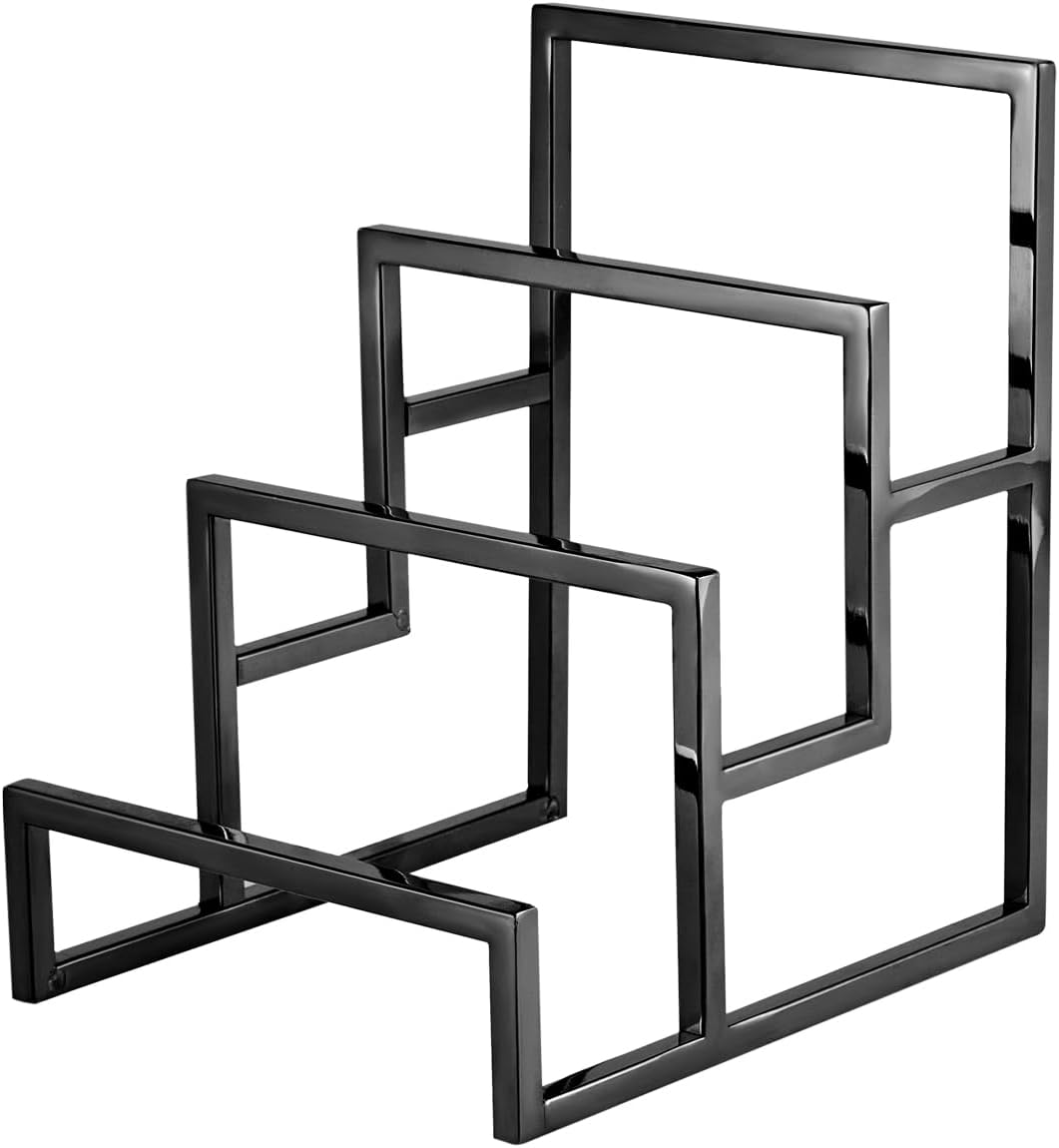 Clutch Purse Display Stand, 3 Layer Stainless Steel Wallet Display Stand Clutch Handbag Holder for Boutique Store and Home Retail, Titanium Black