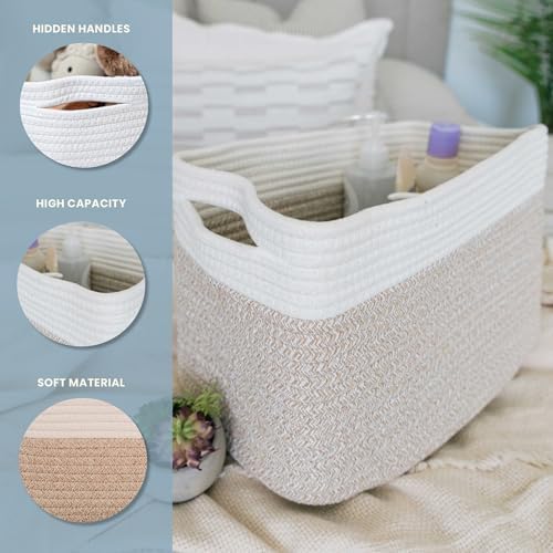 OrganiHaus Cotton Rope Basket for Shelf Storage, 15x9x10