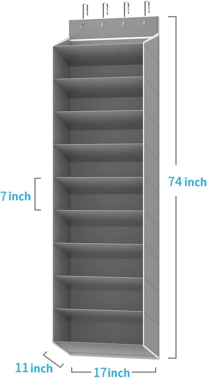 REGELETO 10 Tiers Large Size Over Door Shoe Organizer Storage, Hanging Shoe Rack for Door with Deep Pockets, Fit 20-30 Pairs Shoe Organizer Holder for Sneakers and Boots (Grey)