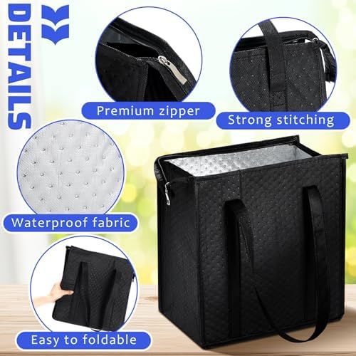 Paterr 4 Pcs Insulated Grocery Bags Reusable, with Zipper