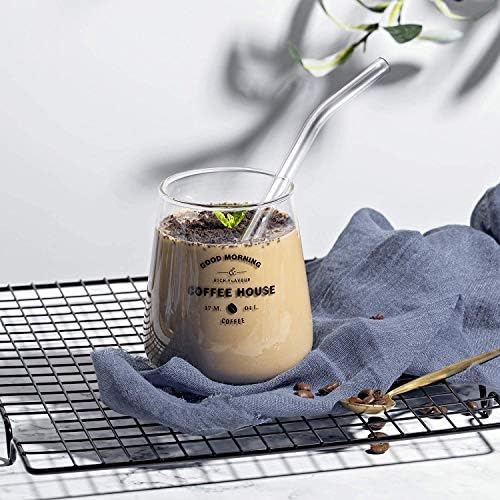HeykirHome 4-Pack Reusable Glass Straw, Size 8.5''x10 MM,Including 2 Straight and 2 Bent with 2 Cleaning Brush- Perfect For Smoothies, Tea, Juice