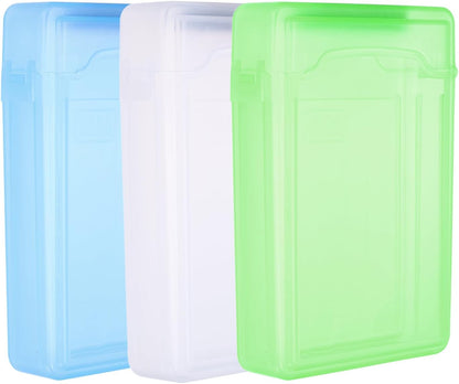 PATIKIL 6.5" x 4.5" Hard Drive Disk Case, 1Set Plastic Hard Disk Storage Box Portable Anti-Static Case for 3.5" External SSD HDD, White/Green/Blue