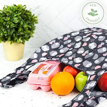 Reusable Grocery Bags 6 Pack Foldable, Washable Large Tote for Shopping