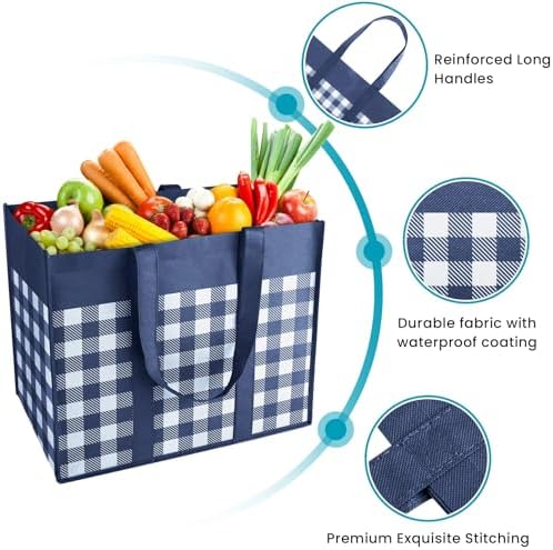 WOWBOX Reusable Grocery Bags, Foldable Reusable Shopping Tote Bags