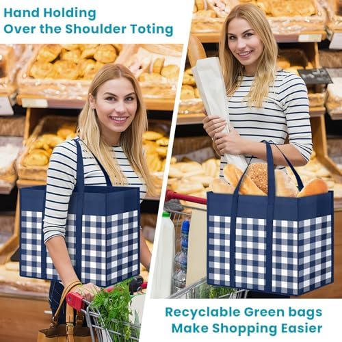 WOWBOX Reusable Grocery Bags, Foldable Reusable Shopping Tote Bags