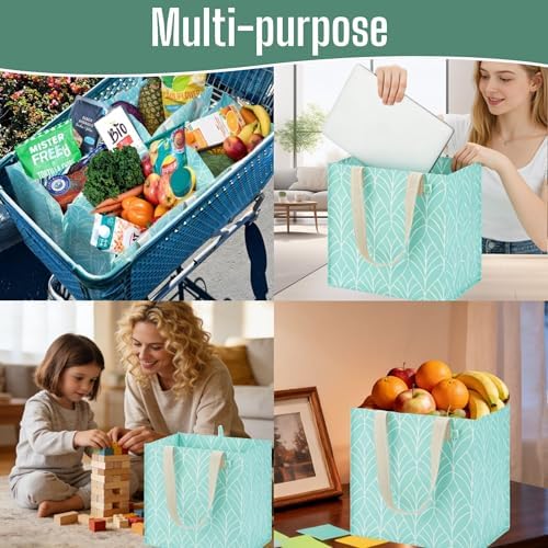 VENO 4 Pack Large Grocery Bag Reusable Shopping Bags with Hard Bottom