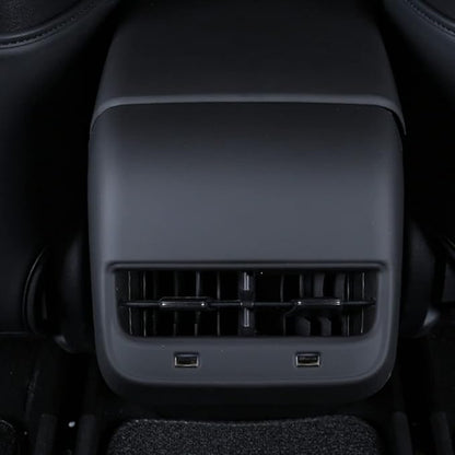 Black AC Vent Cover Rear Center Console Air Vent Covers Car Rear Armrest Box Air Conditioning Vent Outlet Trim Frame for Tesla Model 3 & Model Y, Interior Accessories