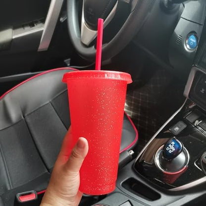 Suertestarry Tumbler with Straw and Lid,Water Bottle Iced Coffee Travel Mug Cup,Reusable Plastic Cups,Perfect for Parties,Birthdays… (Red-36Pack, 36 pack)