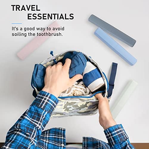 Mulbozy Travel Toothbrush Case, Portable Toothbrush Protector Cover, Breathable Wheat Straw Toothbrush Holder for Traveling, Camping, Business, Home, School, Gym, and More - 4 Packs