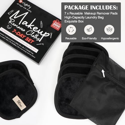 Orighty Makeup Remover Cloths 7-Day Set, Black Makeup Remover Pads