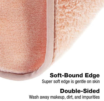 Eurow Reusable Makeup Remover Cloths, Soft Microfiber Face Towels for All Skin Types, Chemical-Free, Protective, Machine Washable, Gentle & Effective Facial Cleansing, 8"x8", Coral, 4-Pack
