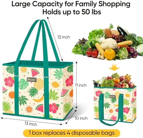 BALEINE 3PK Reusable Grocery Bags, Heavy Duty Shopping Tote Bag